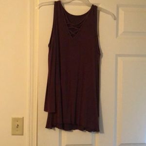 Maroon strappy cold shoulder top